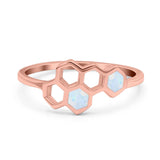 Honeycomb Band Ring Lab Created Opal Solid Cubic Zirconia 925 Sterling Silver