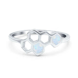 Honeycomb Band Ring Lab Created Opal Solid Cubic Zirconia 925 Sterling Silver