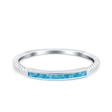 Simple Ring Band Lab Created Opal 925 Sterling Silver (2mm)