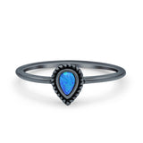 Thumb Ring Teardrop Pear Shape Ring Band Lab Created Opal 925 Sterling Silver (7mm)