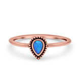 Thumb Ring Teardrop Pear Shape Ring Band Lab Created Opal 925 Sterling Silver (7mm)