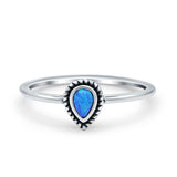 Thumb Ring Teardrop Pear Shape Ring Band Lab Created Opal 925 Sterling Silver (7mm)