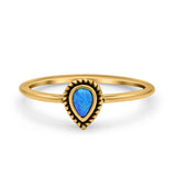 Thumb Ring Teardrop Pear Shape Ring Band Lab Created Opal 925 Sterling Silver (7mm)