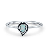 Thumb Ring Teardrop Pear Shape Ring Band Lab Created Opal 925 Sterling Silver (7mm)