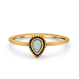 Thumb Ring Teardrop Pear Shape Ring Band Lab Created Opal 925 Sterling Silver (7mm)