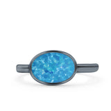 Petite Dainty Oval Promise Ring Band Rhodium Plated 925 Sterling Silver (8mm)