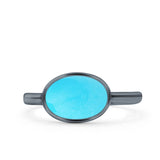 Petite Dainty Oval Promise Ring Band Rhodium Plated 925 Sterling Silver (8mm)