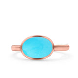 Petite Dainty Oval Promise Ring Band Rhodium Plated 925 Sterling Silver (8mm)