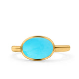 Petite Dainty Oval Promise Ring Band Rhodium Plated 925 Sterling Silver (8mm)