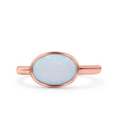 Petite Dainty Oval Promise Ring Band Rhodium Plated 925 Sterling Silver (8mm)