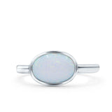 Petite Dainty Oval Promise Ring Band Rhodium Plated 925 Sterling Silver (8mm)