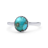 Petite Dainty Oxidized Thumb Ring Round Lab Opal Ring Solid 925 Sterling Silver