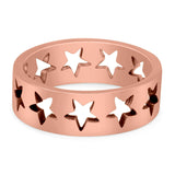 Star Oxidized Band Solid 925 Sterling Silver (6mm)