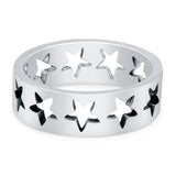 Star Oxidized Band Solid 925 Sterling Silver (6mm)