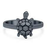 Turtle Oxidized Band Solid 925 Sterling Silver (14mm)