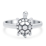 Turtle Oxidized Band Solid 925 Sterling Silver (14mm)