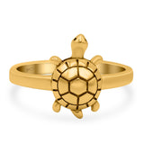 Turtle Oxidized Band Solid 925 Sterling Silver (14mm)