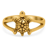 Turtle Oxidized Band Solid 925 Sterling Silver (12mm)
