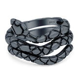 Snake Oxidized Band Solid 925 Sterling Silver (19mm)