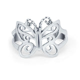 Butterfly Statement Ring Filigree Butterfly Band Round 925 Sterling Silver