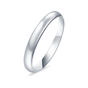 Sterling Silver Wedding Band Ring Round 925 Sterling Silver (3MM)