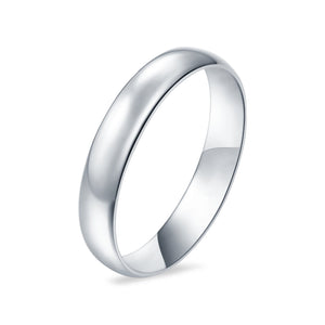 Sterling Silver Wedding Band Ring Round 925 Sterling Silver (4MM)