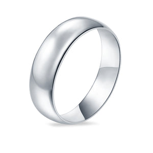 Sterling Silver Wedding Band Ring Round 925 Sterling Silver (6MM)