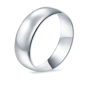 Sterling Silver Wedding Band Ring Round 925 Sterling Silver (7MM)