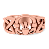 Celtic Claddagh Band Oxidized Ring Solid 925 Sterling Silver Thumb Ring (10mm)