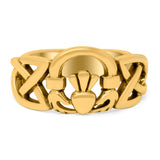 Celtic Claddagh Band Oxidized Ring Solid 925 Sterling Silver Thumb Ring (10mm)