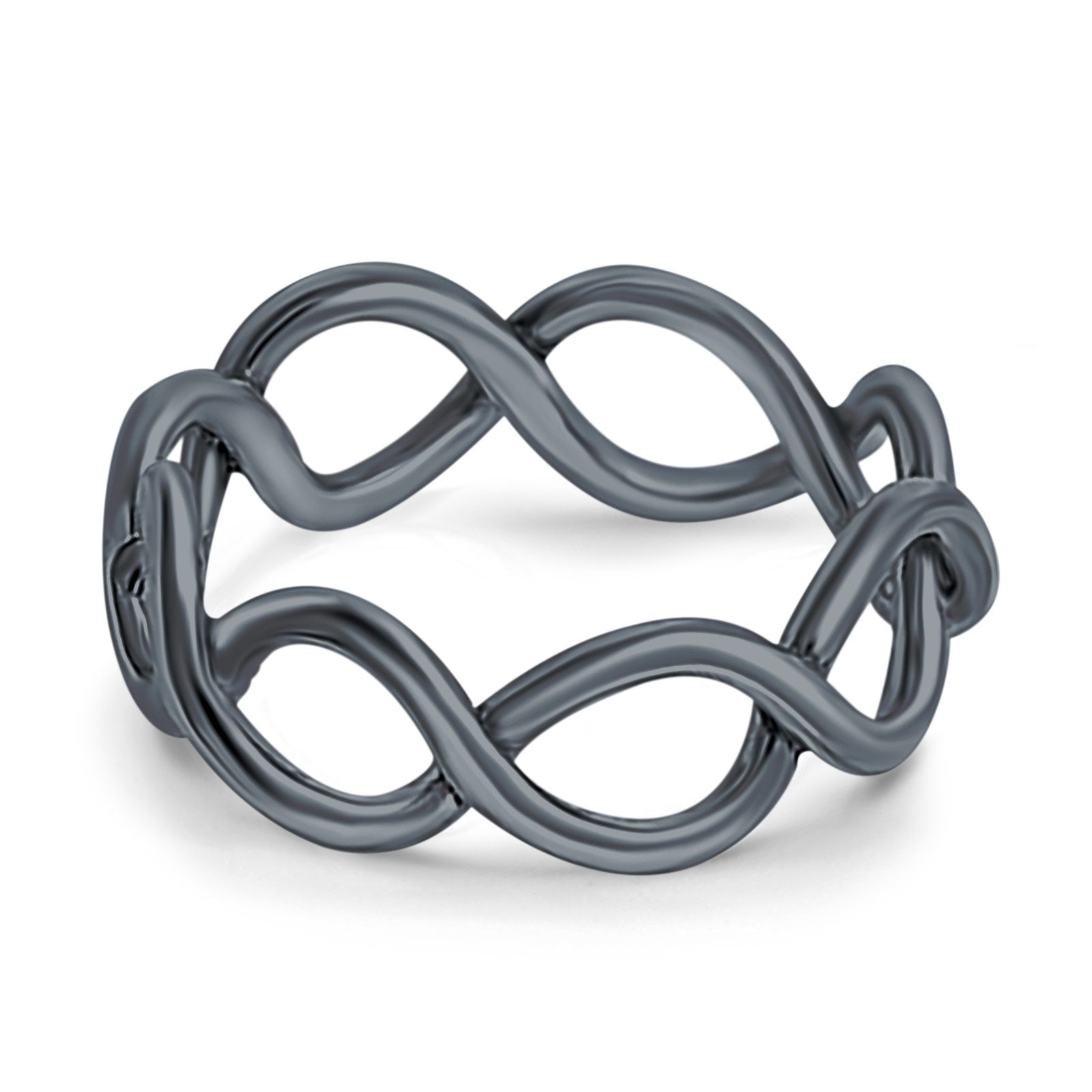 Infinity Braided Rhodium Plated Band Solid 925 Sterling Silver (5mm)
