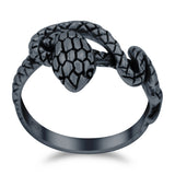 Snake Ring Oxidized Band Solid 925 Sterling Silver Thumb Ring (9mm)