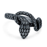 Snake Ring Oxidized Band Solid 925 Sterling Silver Thumb Ring (9mm)