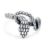 Snake Ring Oxidized Band Solid 925 Sterling Silver Thumb Ring (9mm)