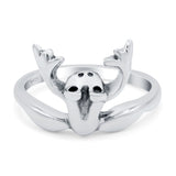 Frog Ring Oxidized Band Solid 925 Sterling Silver Thumb Ring (13mm)
