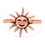 Smiling Sun Ring Oxidized Band Solid 925 Sterling Silver Thumb Ring (13mm)