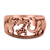 Animals Ring Oxidized Band Solid 925 Sterling Silver Thumb Ring (10mm)
