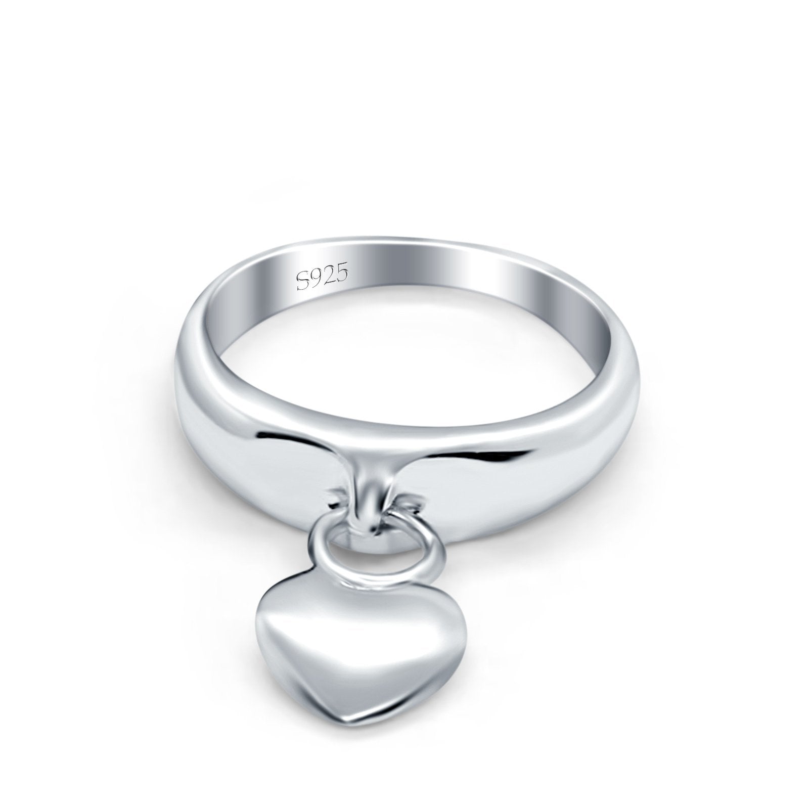 Heart Promise Charm Plain Ring Oxidized Band Solid 925 Sterling Silver