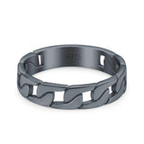 Chain Links Band Rhodium Plated Ring Solid 925 Sterling Silver (5mm)