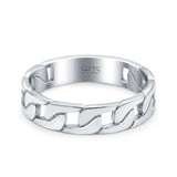 Chain Links Band Rhodium Plated Ring Solid 925 Sterling Silver (5mm)