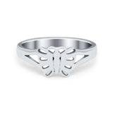 Sterling Silver Small Dainty Petite Butterfly Band Ring Round 925 Sterling Silver