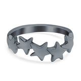 Stars Sideways Plain Ring Oxidized Band Solid 925 Sterling Silver