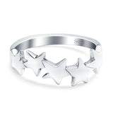 Stars Sideways Plain Ring Oxidized Band Solid 925 Sterling Silver