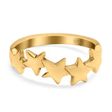 Stars Sideways Plain Ring Oxidized Band Solid 925 Sterling Silver