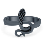Snake Ring Oxidized Band Solid 925 Sterling Silver Thumb Ring (14mm)