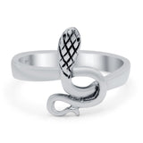 Snake Ring Oxidized Band Solid 925 Sterling Silver Thumb Ring (14mm)
