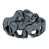 Horse Ring Oxidized Band Solid 925 Sterling Silver Thumb Ring (14mm)