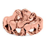 Horse Ring Oxidized Band Solid 925 Sterling Silver Thumb Ring (14mm)