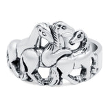Horse Ring Oxidized Band Solid 925 Sterling Silver Thumb Ring (14mm)