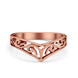 Fashion New Trend Simple Plain Filigree Chevron Midi Ring 925 Sterling Silver
